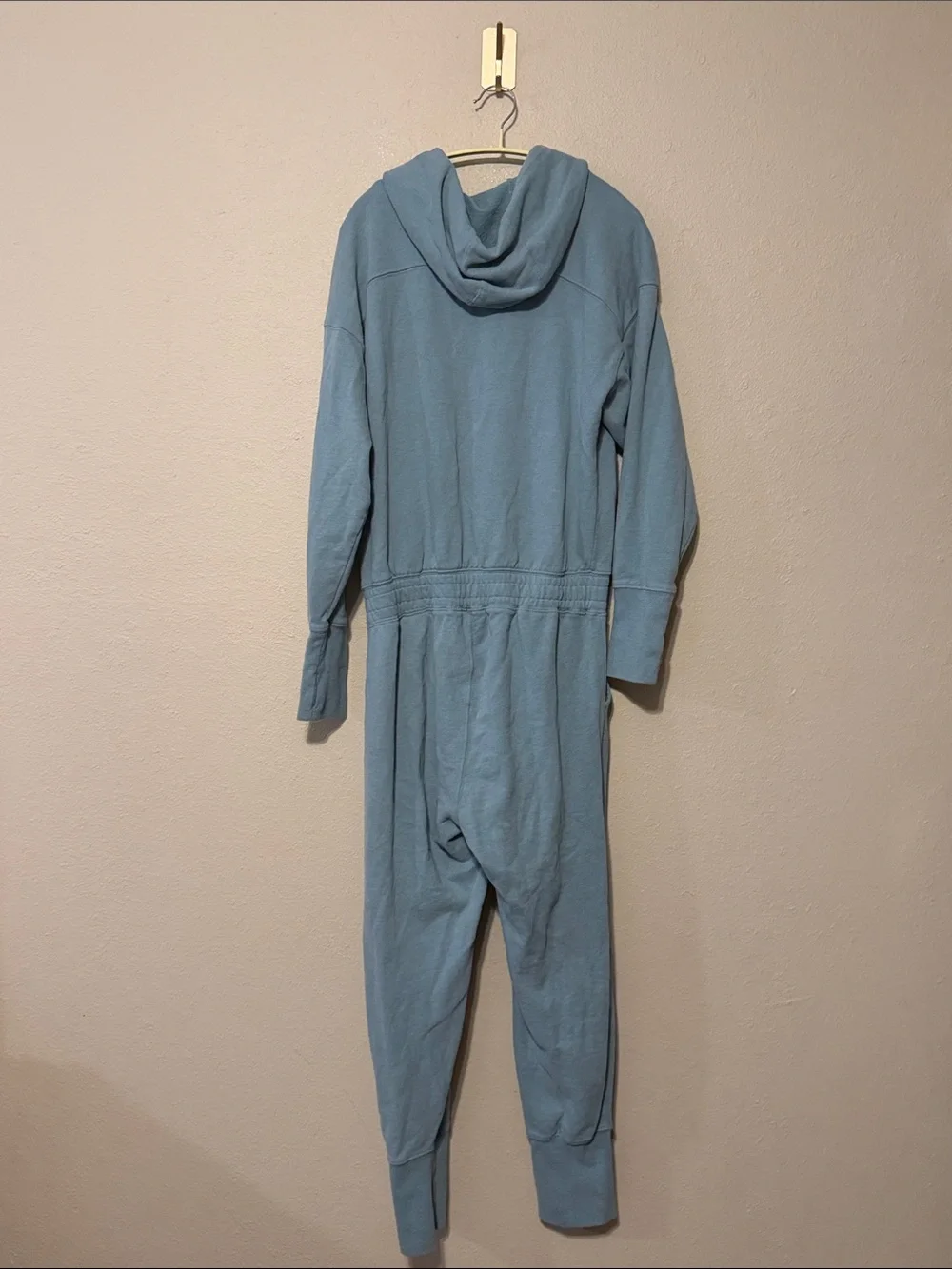 Free People Movement Training Day 100% Cotton‎ Teal Green Hooded Jumpsuit Medium